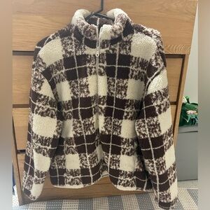 Aerie Brown and Cream Plaid Jacket